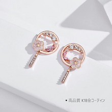 將圖片載入圖庫檢視器 K.L.Y 櫻花鑽玫瑰金防過敏耳環 鍍18K金