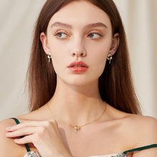 將圖片載入圖庫檢視器 K.L.Y 櫻花鑽玫瑰金防過敏耳環 鍍18K金