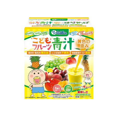 Hanakappa 兒童水果青汁 鈣+維生素D+DHA+乳酸菌 120g  30包x1盒 (黃色盒熱帶水果風味)