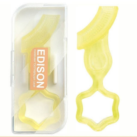 Edison Mama 嬰兒多面咬咬牙刷 DX 附攜帶盒  黃色